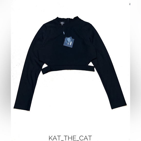 Missguided X Nicole Women's Black Crop Top with Cut Out Sides - Size US 10 - Picture 3 of 11